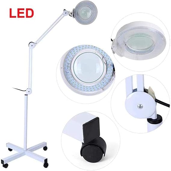 CRODY Magnifiers, 5X-8X Magnifier Lamp,Floor Lamp, Magnifying Glass, Foldable Swivel, Height Adjustable for Beauty Manicure Tattoo Skiare Equipment Gift of Love - Professional Spa Equipment at Beauty Republic Equipment Store