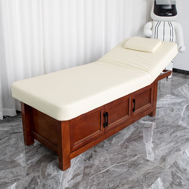 Fixed Height Rectangle Wooden Trestle Base Spa Massage Bed
